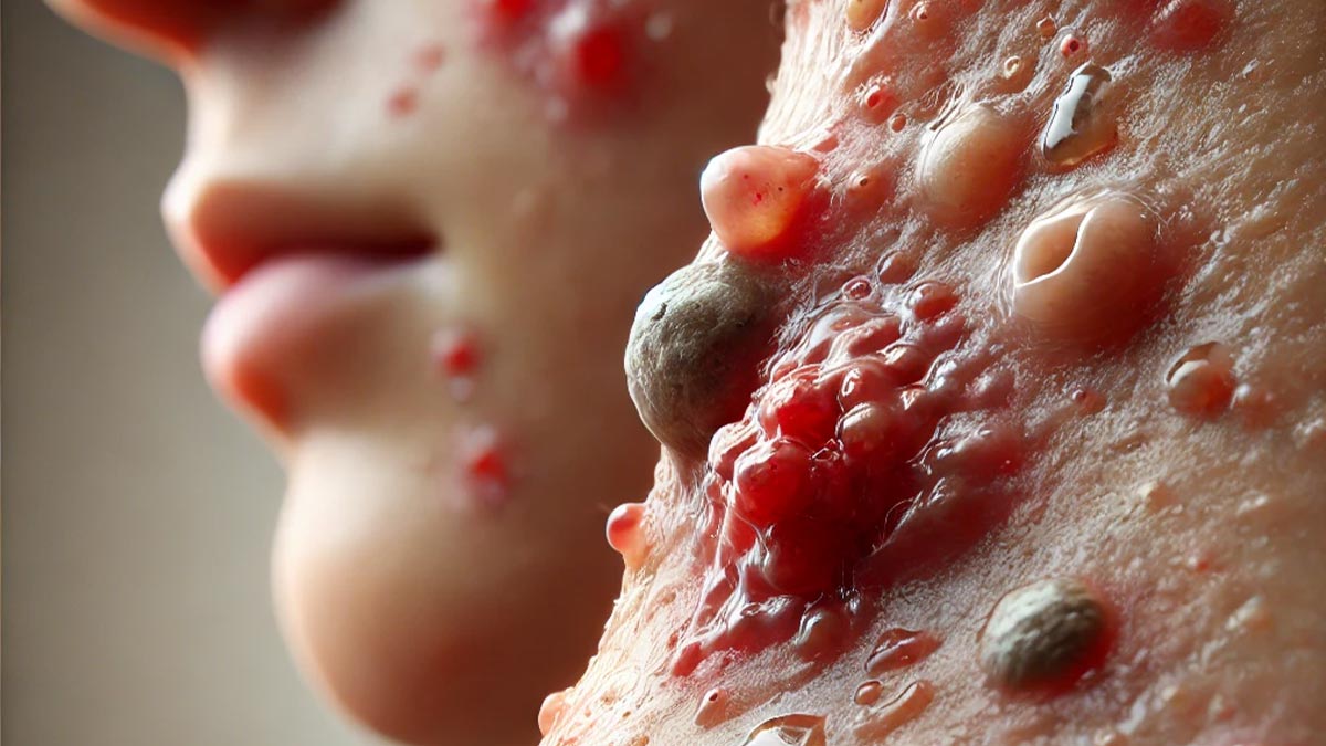 بروز آکنه و جوش‌های سرسیاه از نشانه های کم آبی پوست می‌تواند باشد