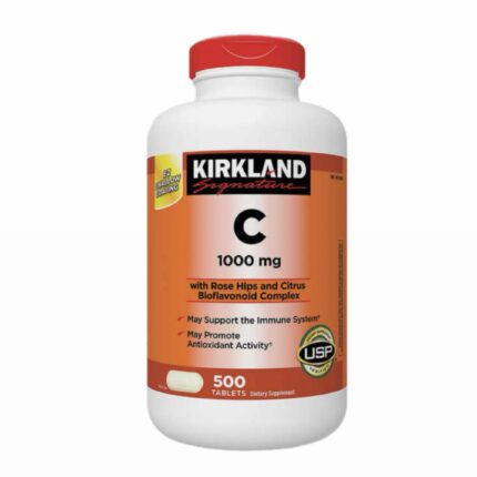 قرص ویتامین C کرکلند 1000 میلی‌گرم 500 عددی | تقویت سیستم ایمنی با رز هیپس و بایوفلاونوئید